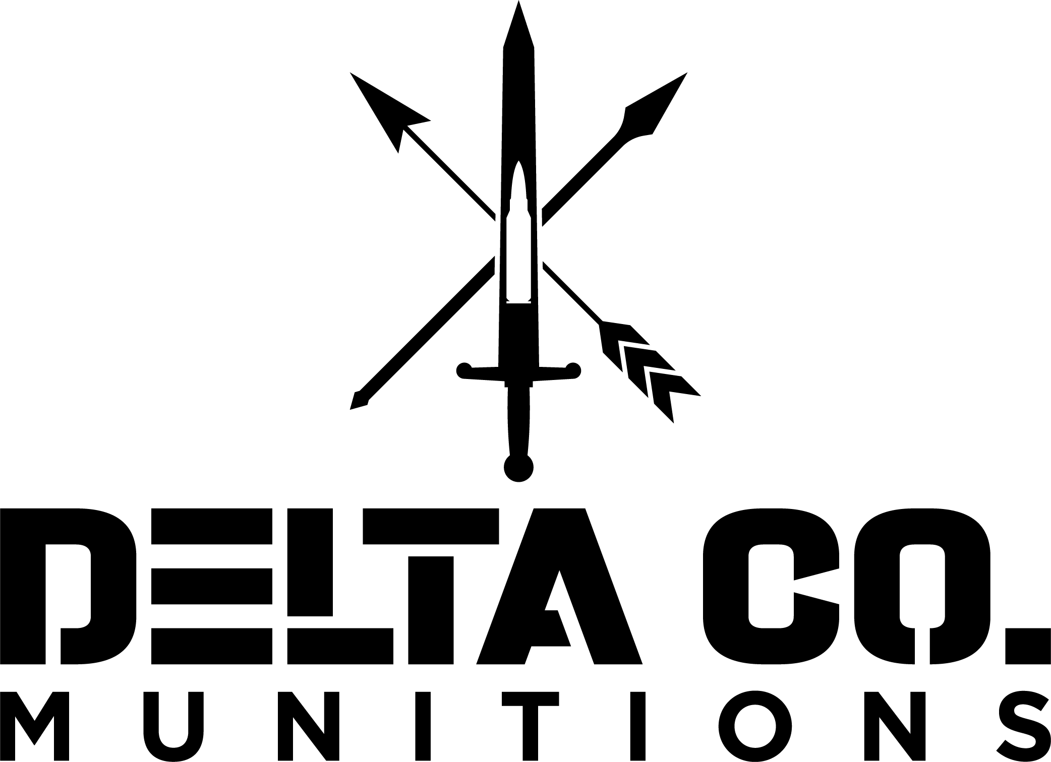 DeltaCo Munitions sword and arrows black and white logo