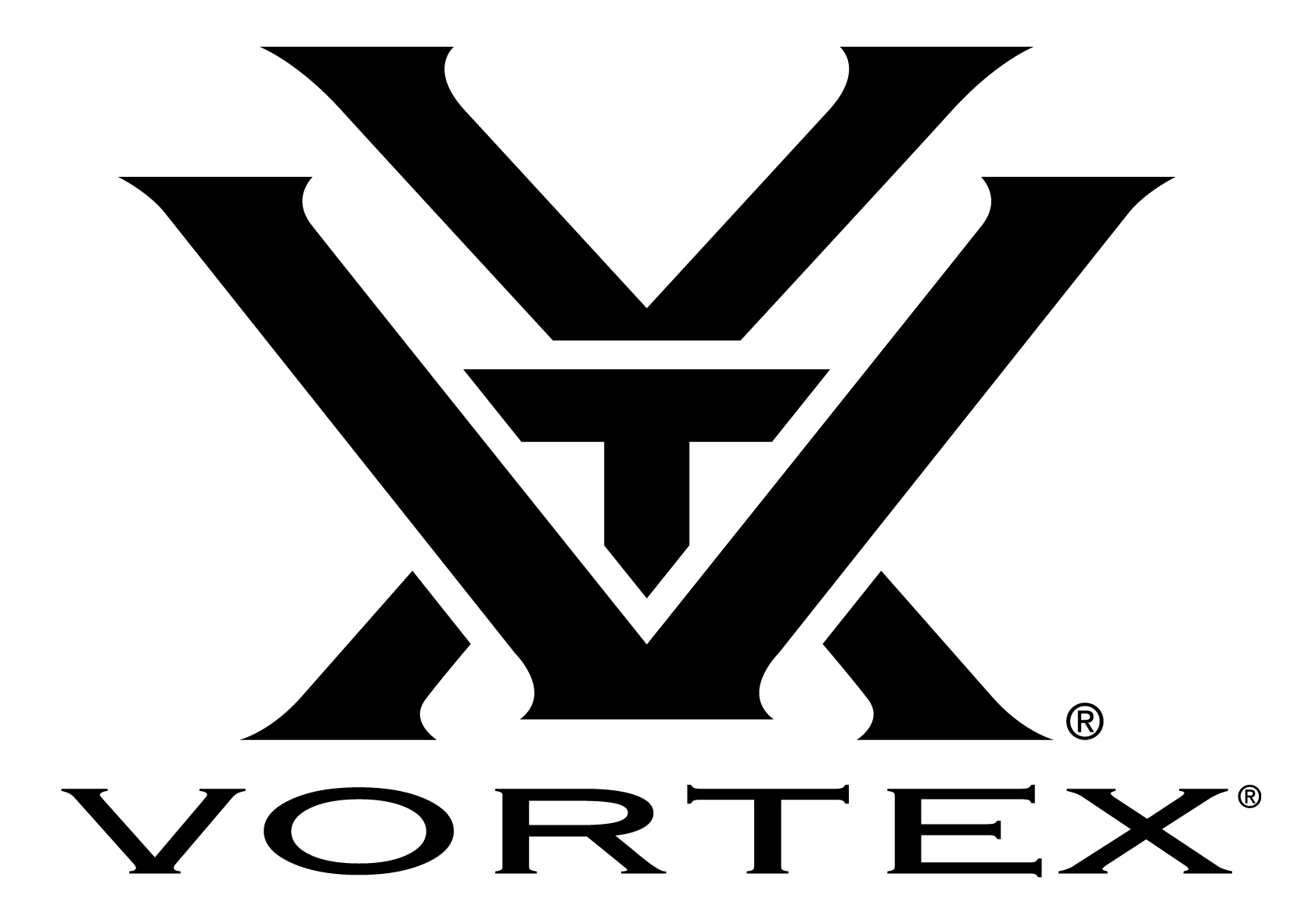Black and White Vortex Optics Logo