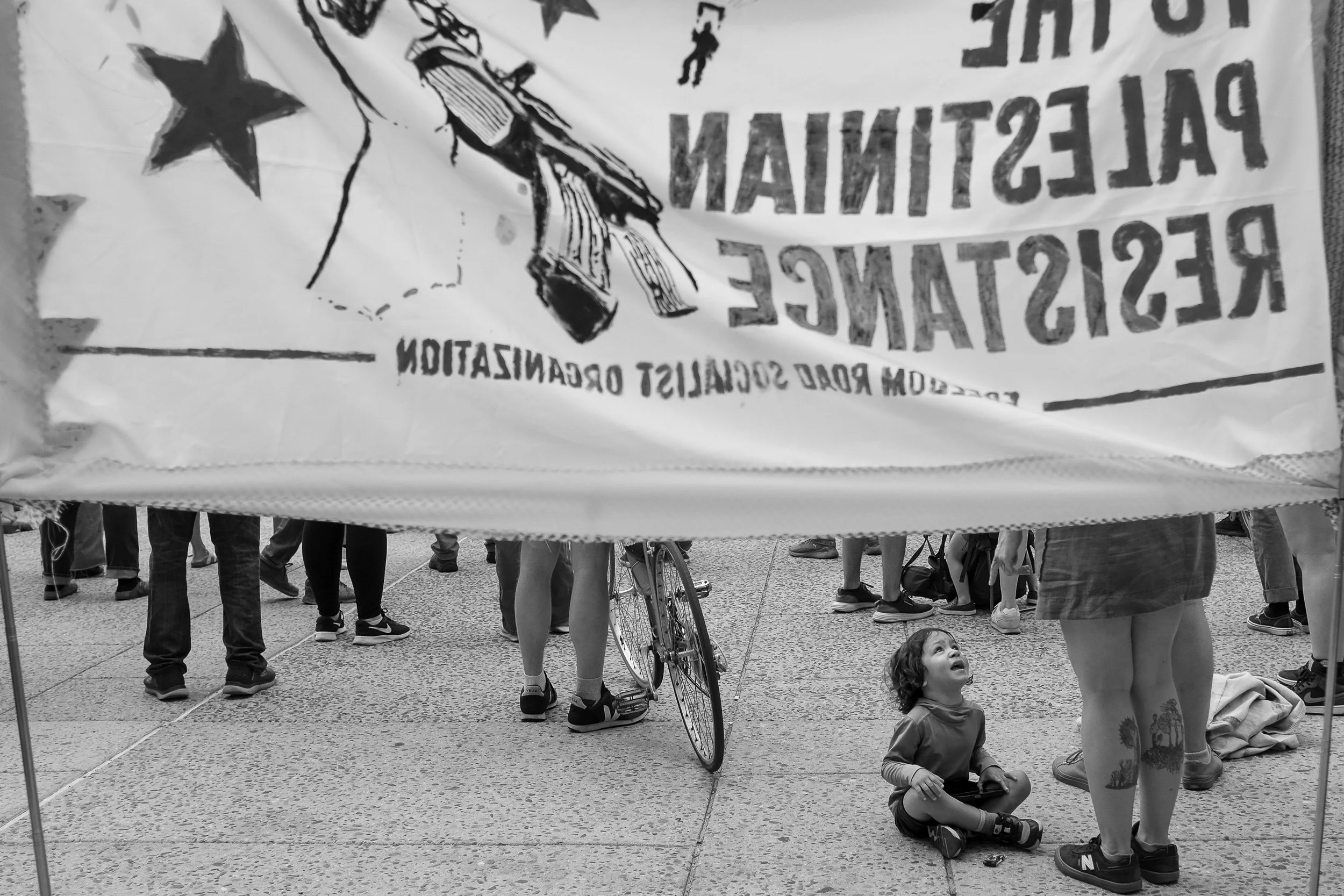 Child crying during protest at City Hall in Philadelphia, Pa. in 
May 2025