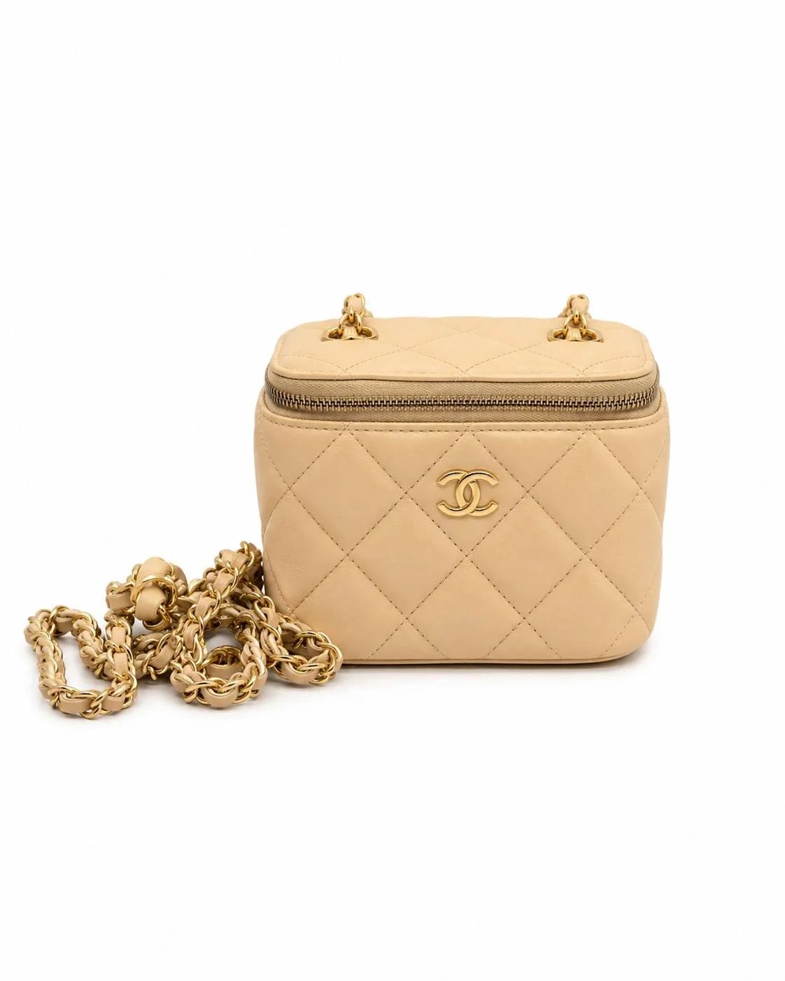 Pre-Owned CHANEL Mini Beige Vanity Case Crossbody Bag 67130094