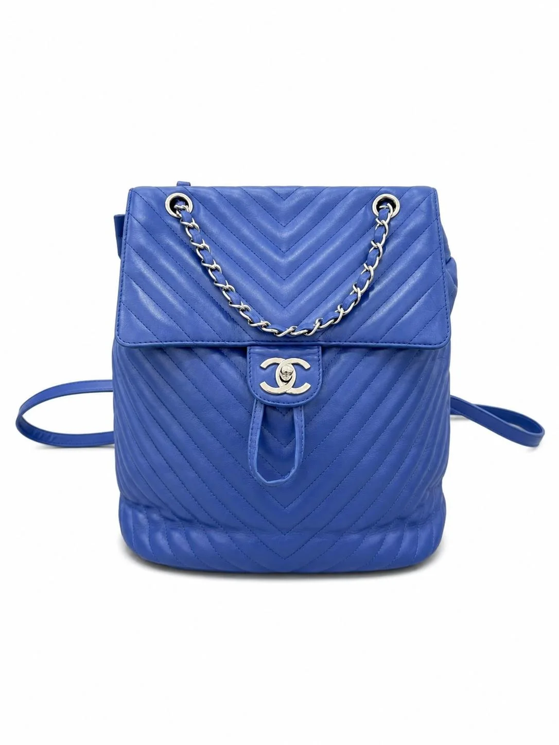 Pre-Owned CHANEL Salzburg Blue Silver Backpack 25990049
