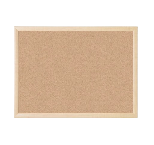 Empty corkboard with a wooden frame.