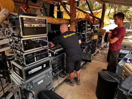 Dave Swinton and crew working on an audio system