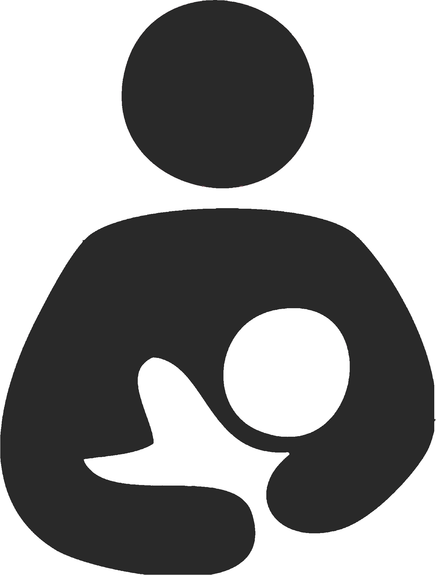 A simple, minimalist icon of a person with a round head and a curved shoulder line, depicted in black.
