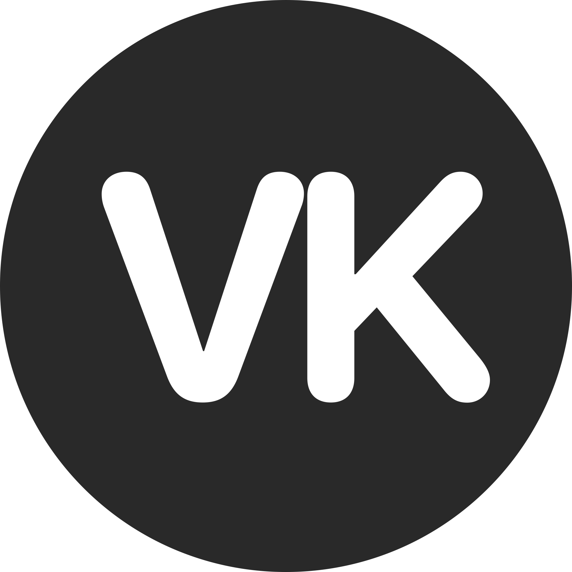Black circular background with white stylized text that appears to spell out 'VIK'.