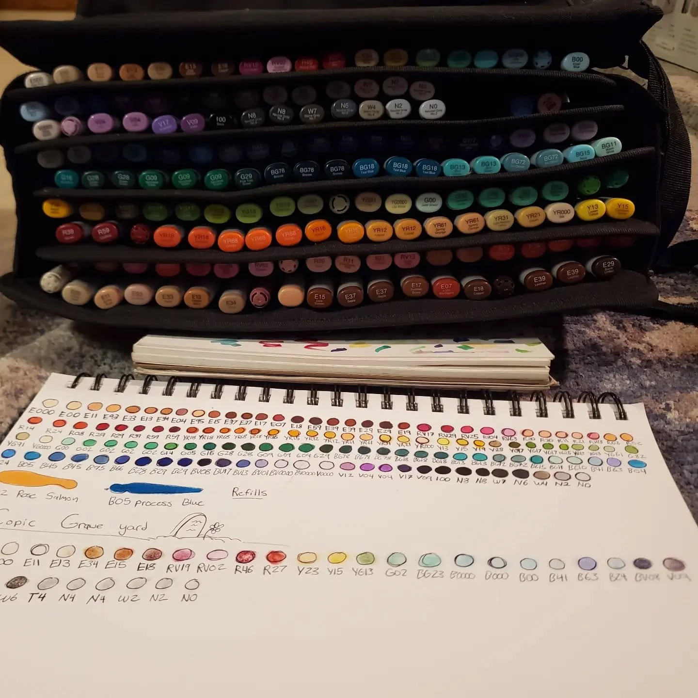Finally got around to organizing all my copics.

So many of them were dry 😭 The dreaded lid crack on most them. All the rest were my favorite colors (Blues!) Although I suppose that's what you get when you've had them since 2016. It's nice to finall