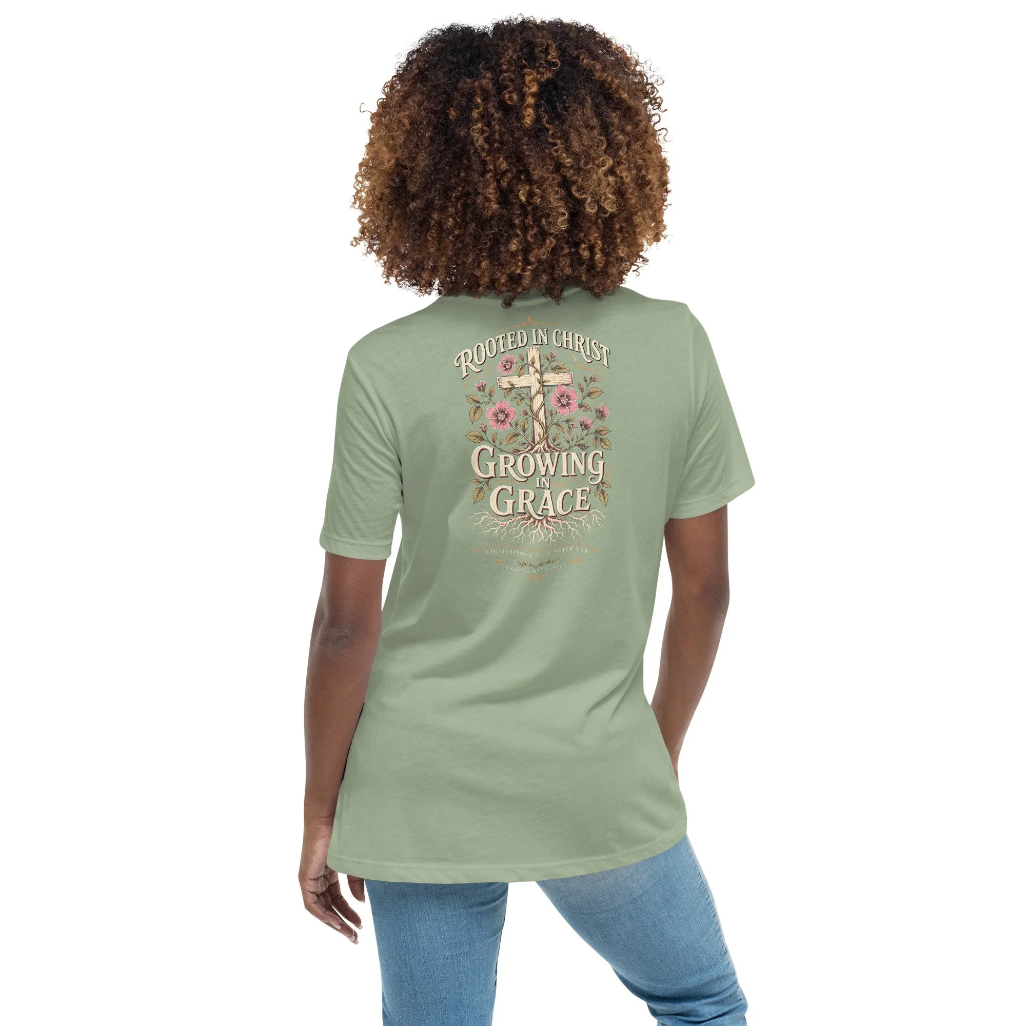 Rooted in Christ, Growing in Grace Women's Christian T-Shirt