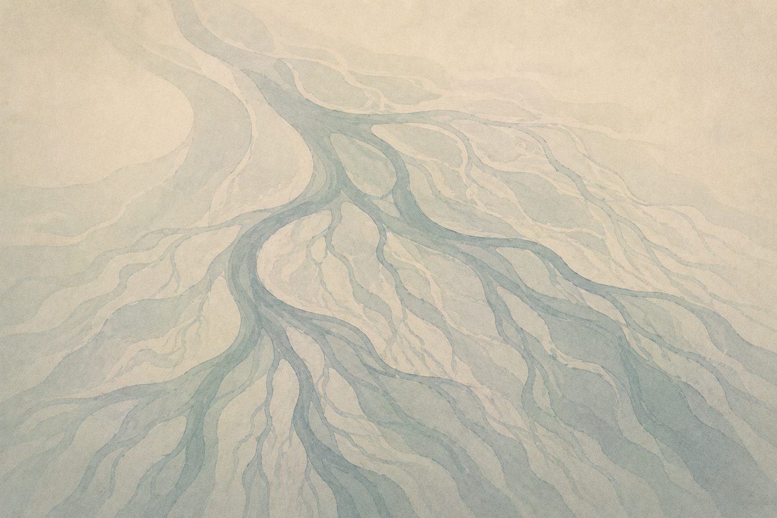 Illustration of a tree's root system with light blue roots branching out on a beige background.