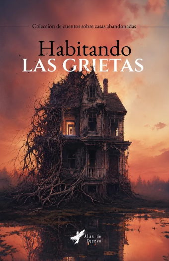 Una casa abandonada y en ruinas con un árbol de raíces expuestas a su lado y un cielo nublado en el fondo. Gato en Sable - Lo que se traga la tierra