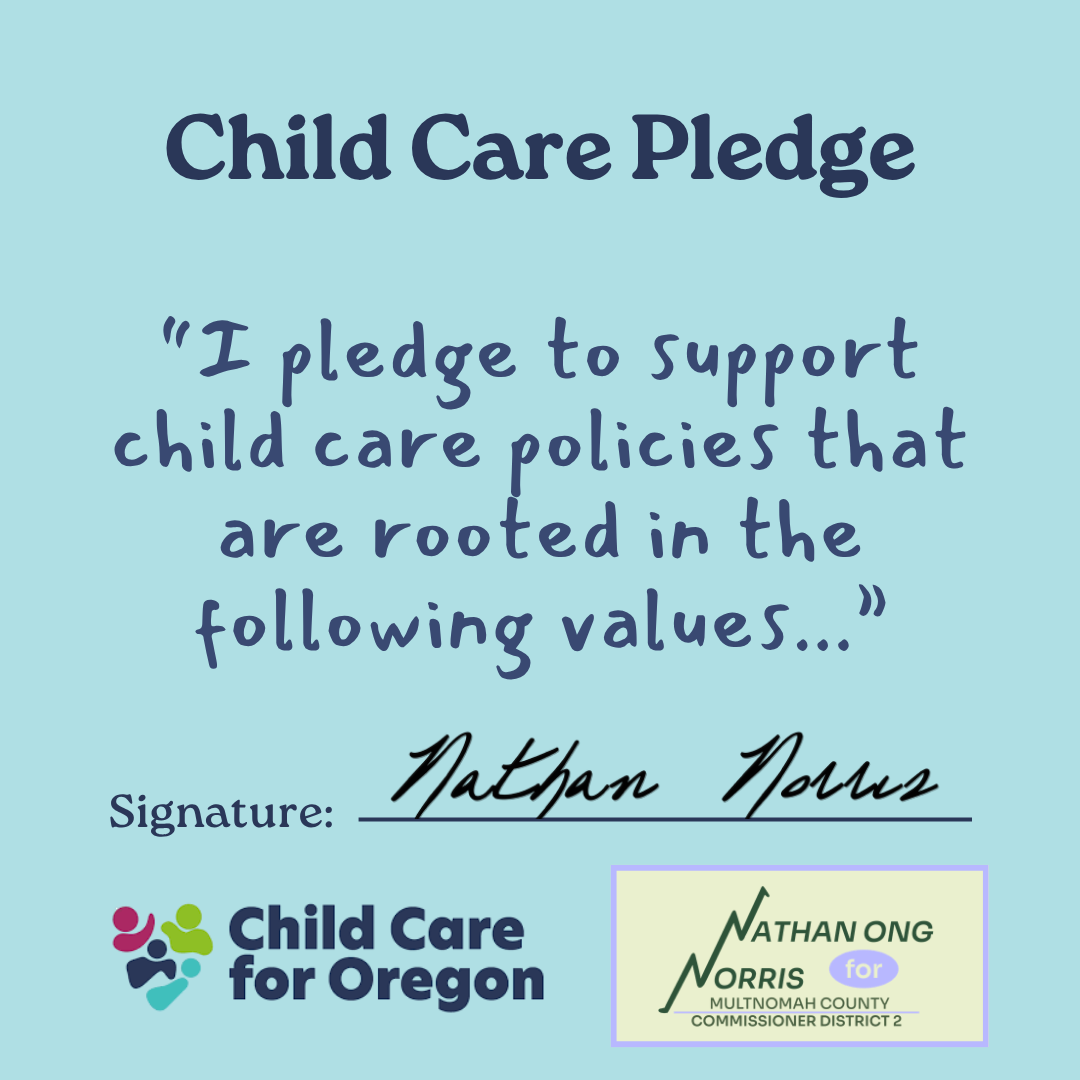 Child Care for Oregon Now! candidate pledge