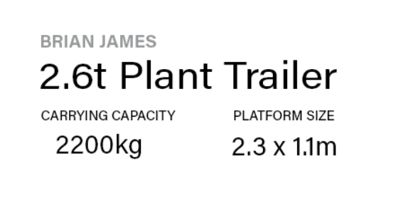 2.6t Plant Trailer Hire Western NSW + Dubbo