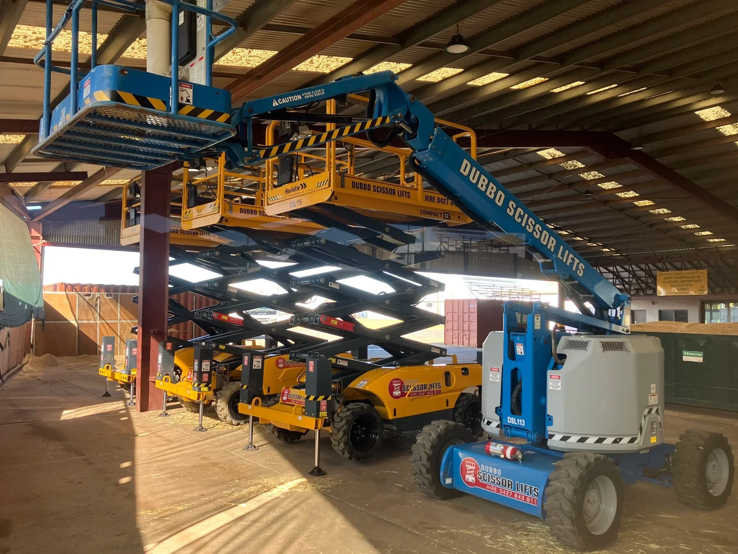 3 10DX Machines and 1 Knuckle Boom Scissor Lift