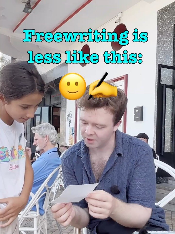 To freewrite is to write amongst the butterflies. 

It is less like this:

🙂✍️

And more like this:

🦋🦋🦋🦋🦋🦋🦋🦋🦋🦋
🦋🦋🦋🦋👀✍️🦋🦋🦋🦋
🦋🦋🦋🦋🦋🦋🦋🦋🦋🦋

Suppose I feel happy

🙂

and I want to write about it

🙂✍️

I mi