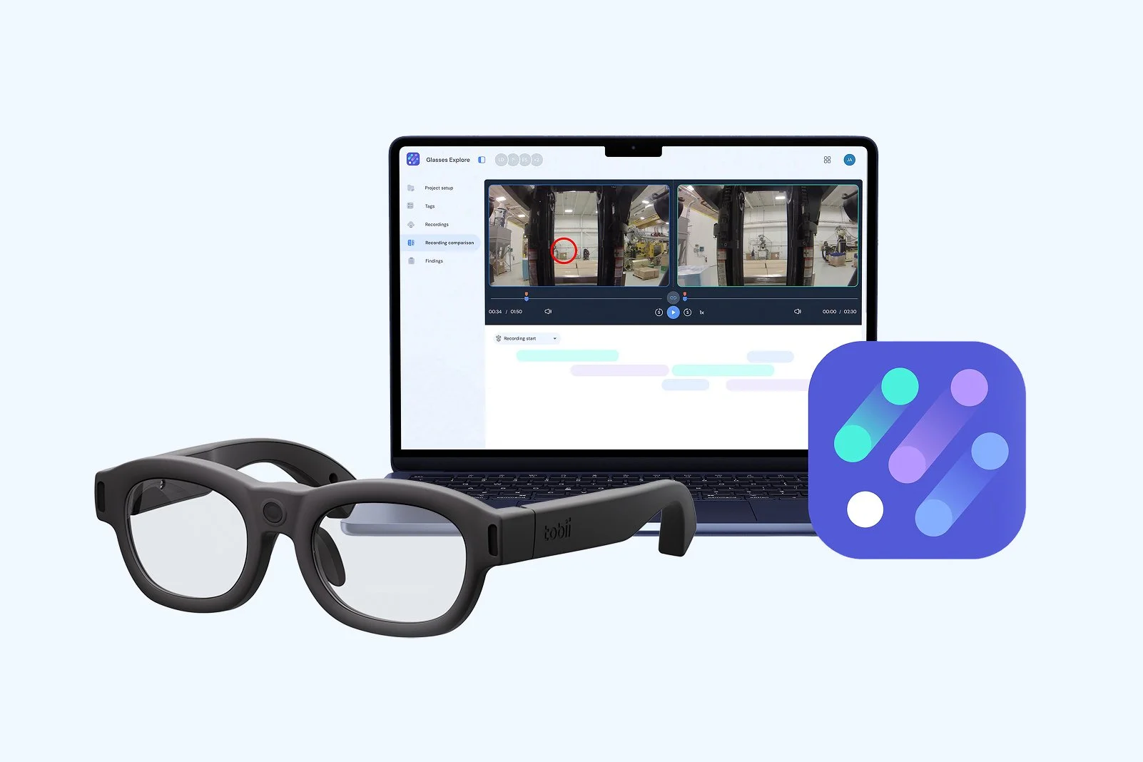 Tobii Glasses X with its analytical software Glasses Explore