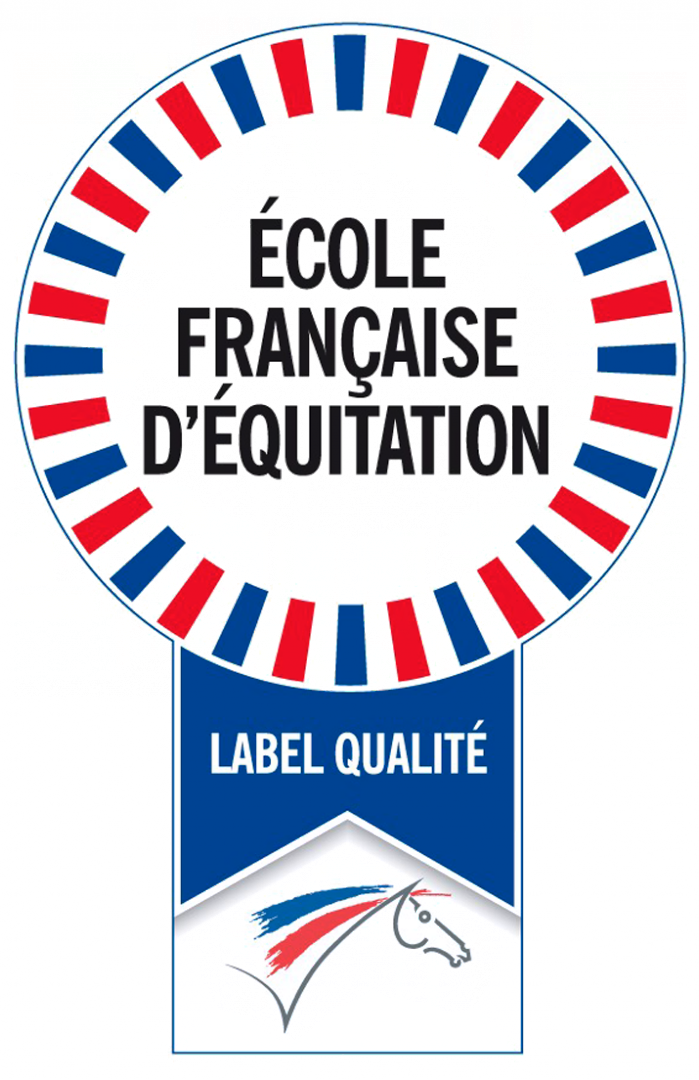 Label de qualité de l'École Française d'Équitation avec un logo de cheval