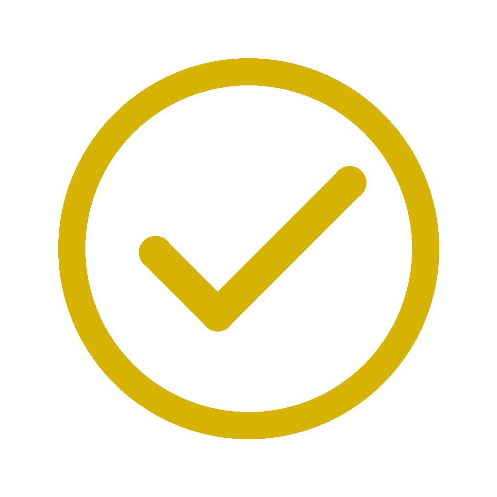 A yellow check mark inside a yellow circle, indicating approval or completion.
