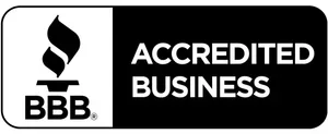 BBB accredited business logo with black and white design