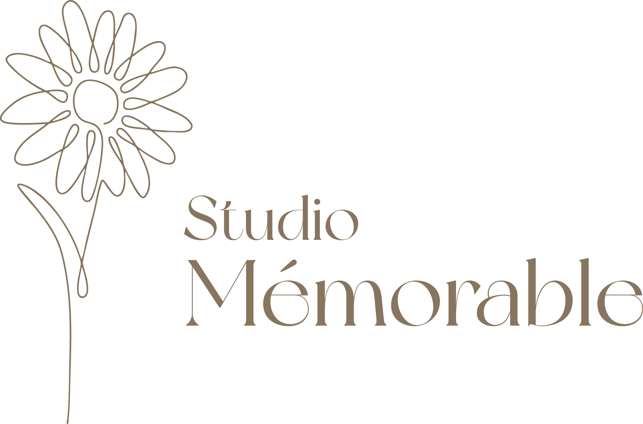 Logo met bloem en tekst 'Studio Mémoriale' en 'Memorial'