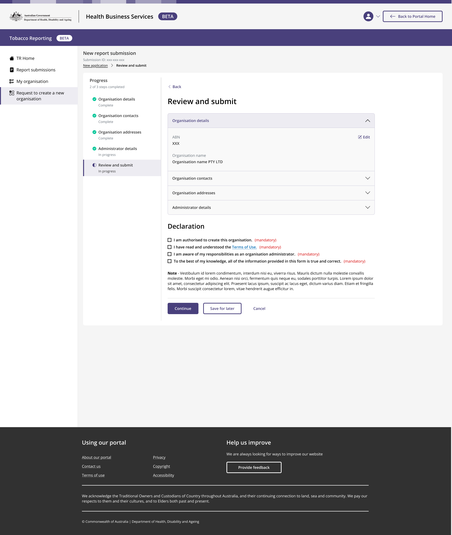 User reaches end of form.