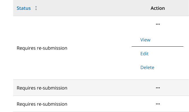 Option 2: Keeps ellipsis icon, left aligned, each action is a text button, hover state has an underline and background colour applied when cell opens.