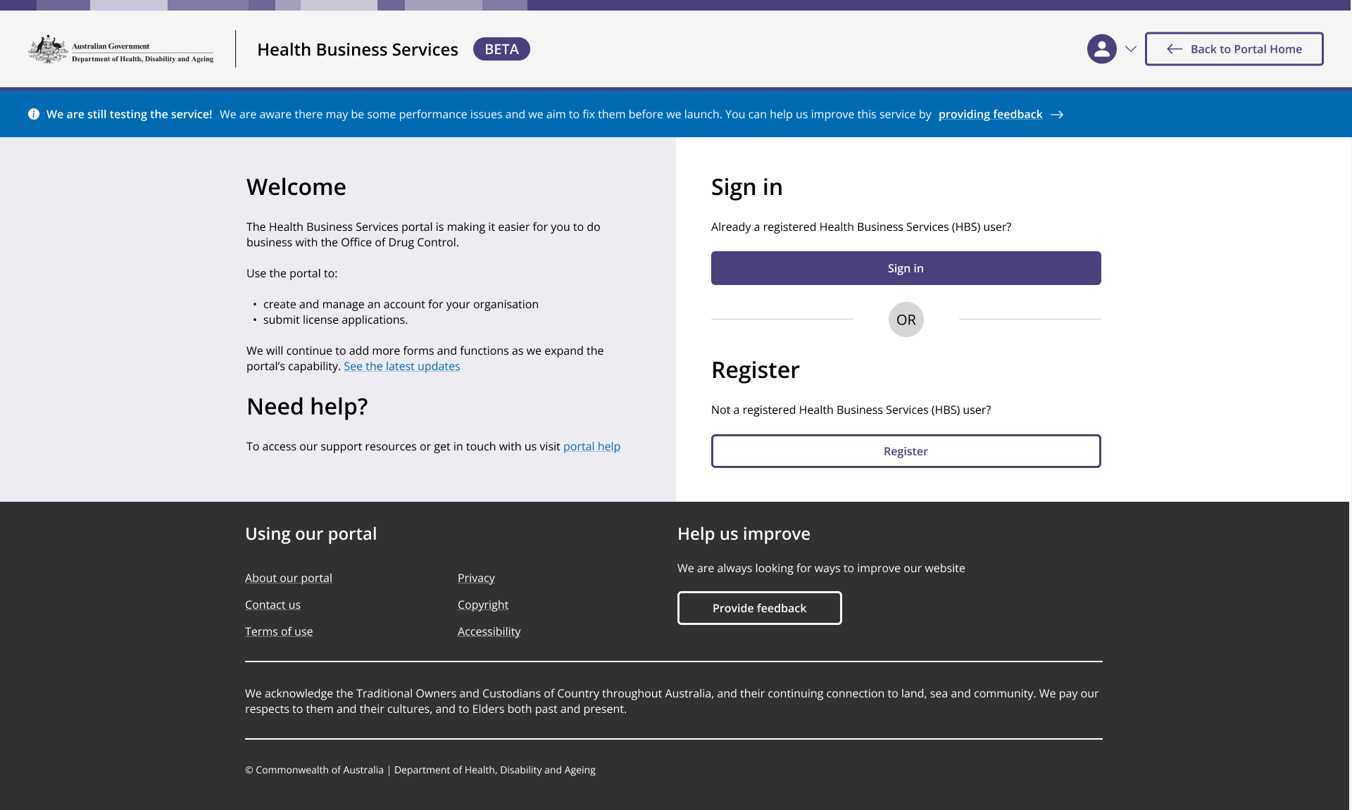 Signing into the portal