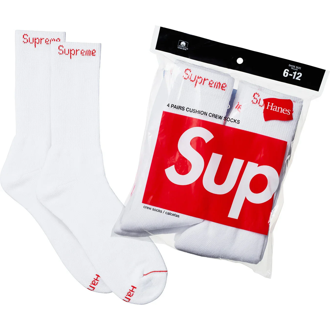 Supreme Sock White (4 Pack)