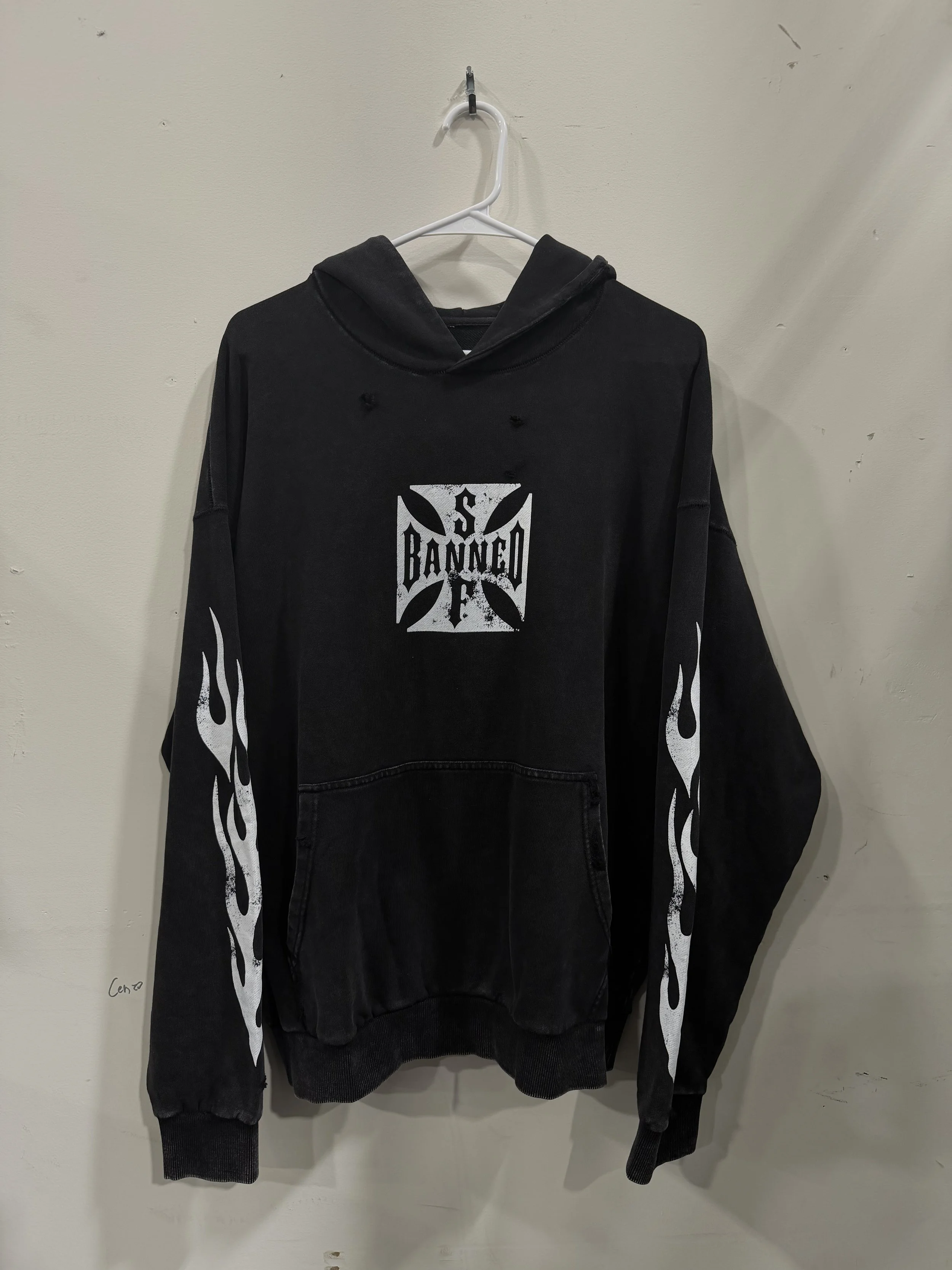 BANNEDSF Exclusive Chopper Vintage Flame Hoodie Distressed