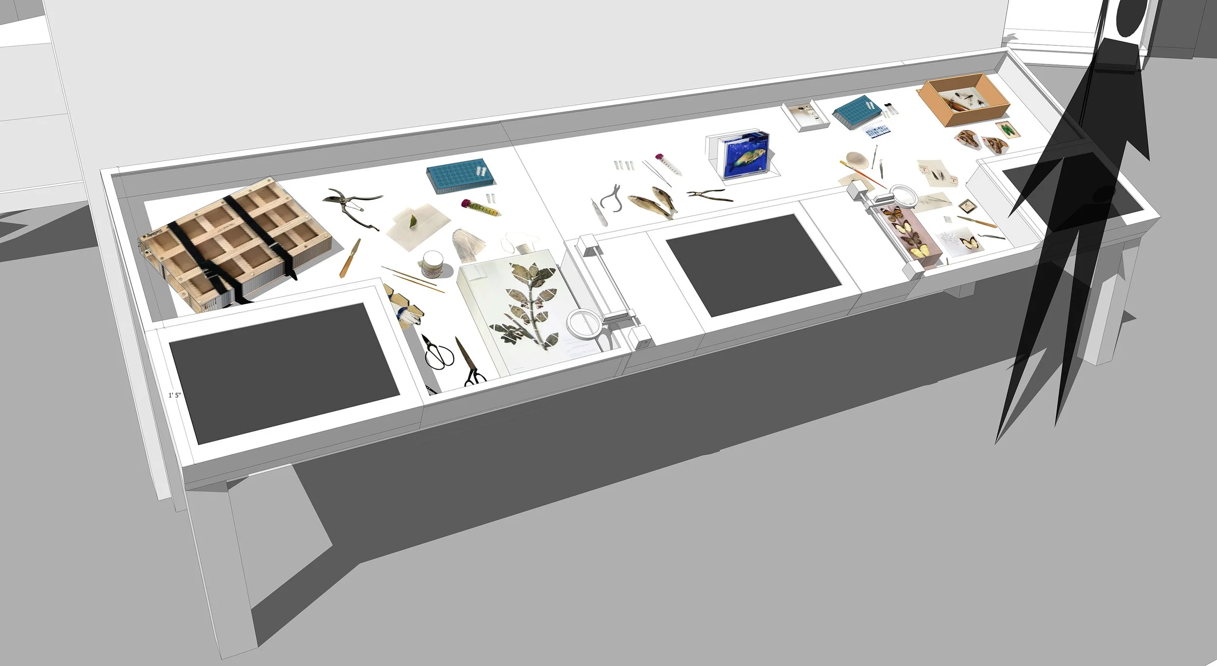 Early digital models for study and review.