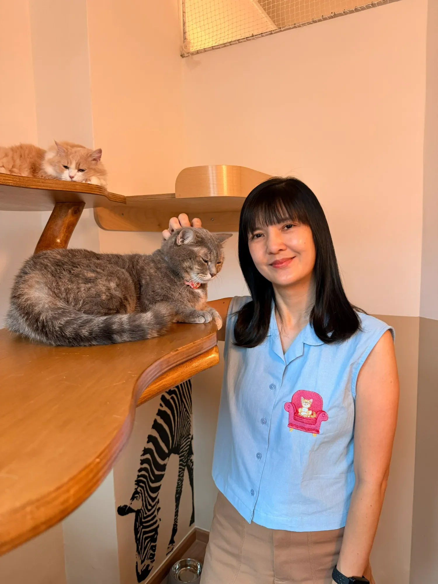 A Shangri-Paw cat care team member on shift in Singapore