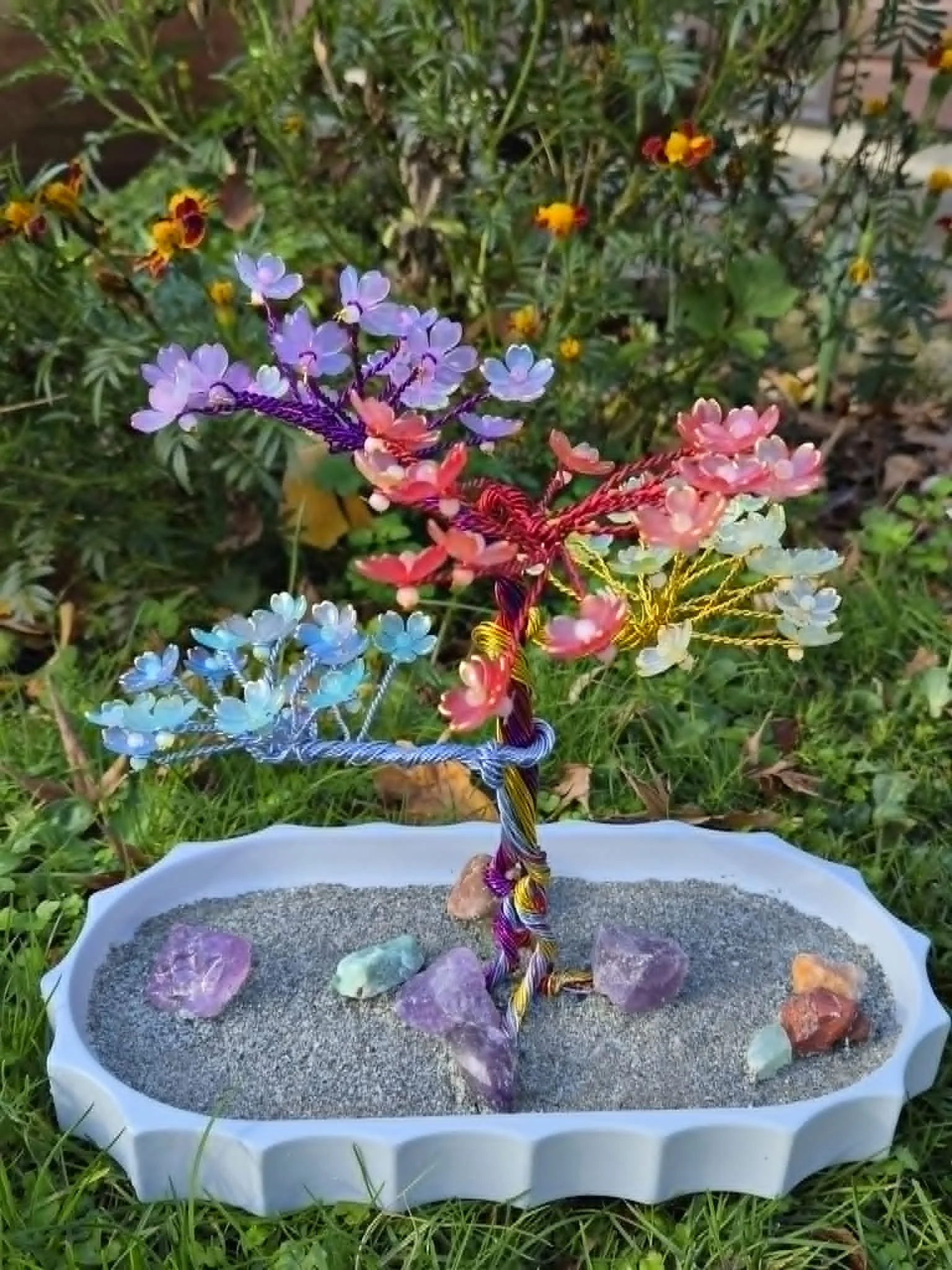 Enchanting Wire Tree Sculpture - Ceramic Sand Base