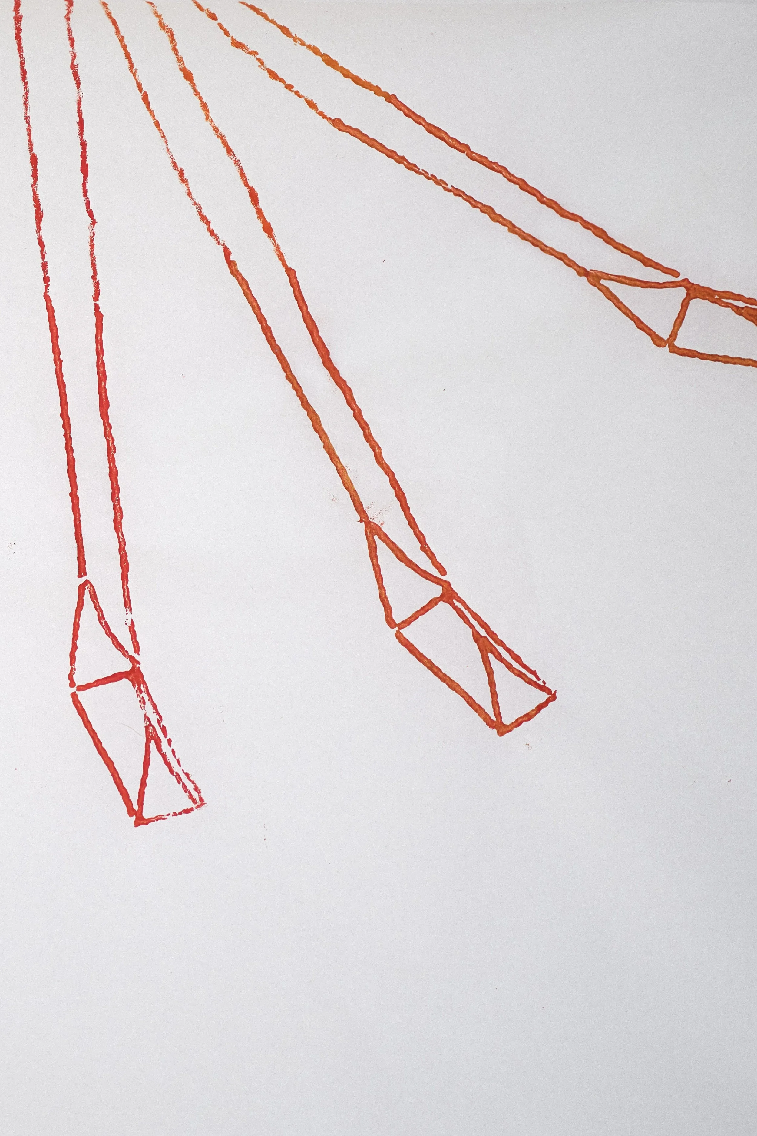 Skizzen von einer Schaukel in Bewegung, mit rotem Filzstift auf Papier gezeichnet