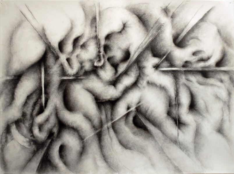 The Battle, 2015 Charcoal and pastel on paper, 87,5x125 cm. 