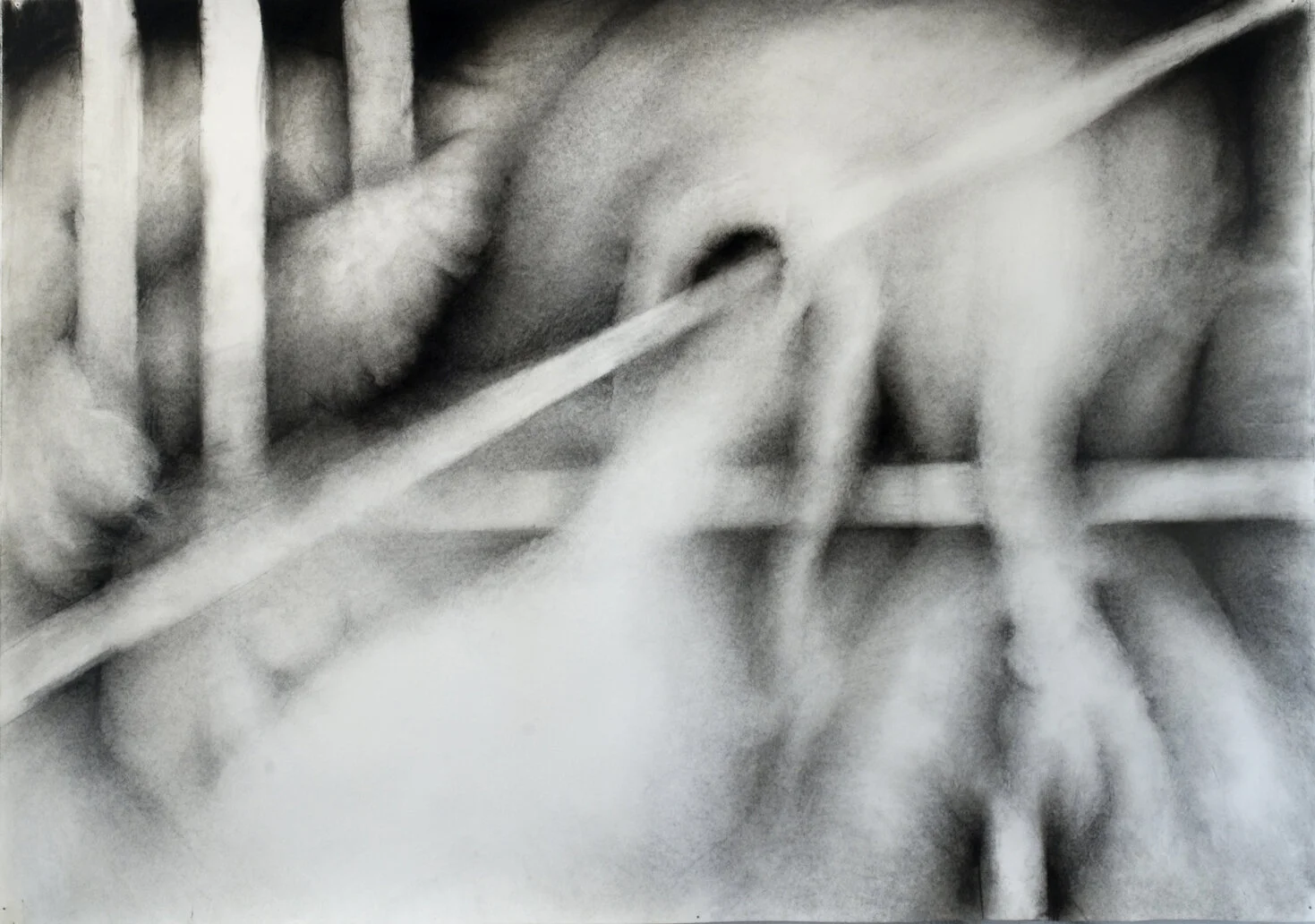 The Battle 3, 2017 Charcoal and soft pastel on paper 125x87,5 cm (49.2 x 34.4 inches.)
