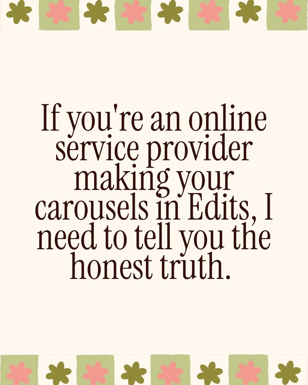 edits: free, already on your phone, promises quick content 📱
also edits: three hours, four fonts, and a carousel that looks like it belongs to a different business than last week&rsquo;s 🫠

that&rsquo;s not a brand. that&rsquo;s a personality crisi