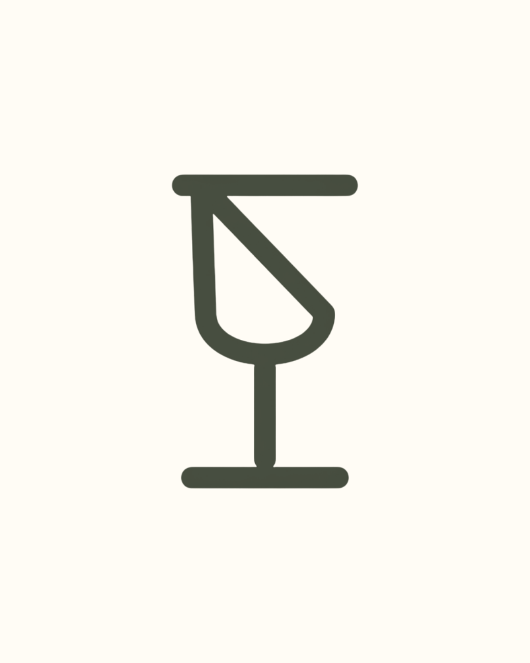 Simple black line drawing a wine glass