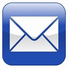 Icon of an envelope on a blue background, representing email.