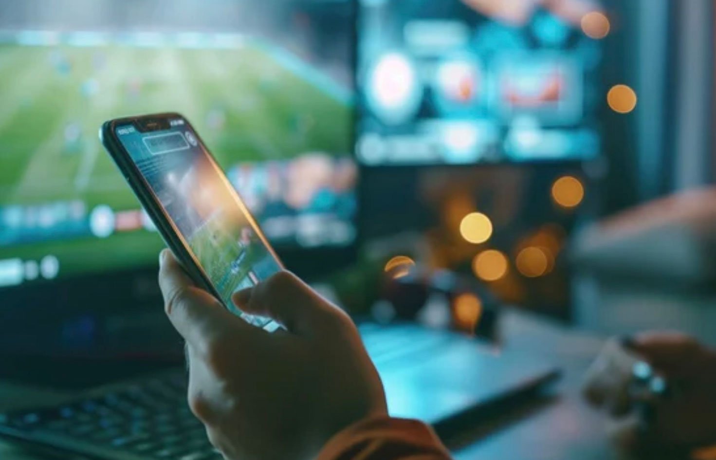 Football match on Mobile phone