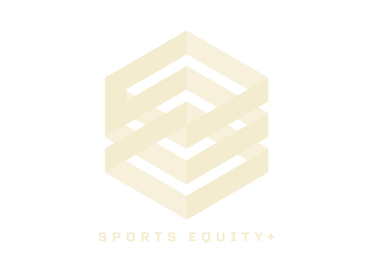 Logo with geometric design resembling interconnected blocks and the words 'Sports Equity+' below.
