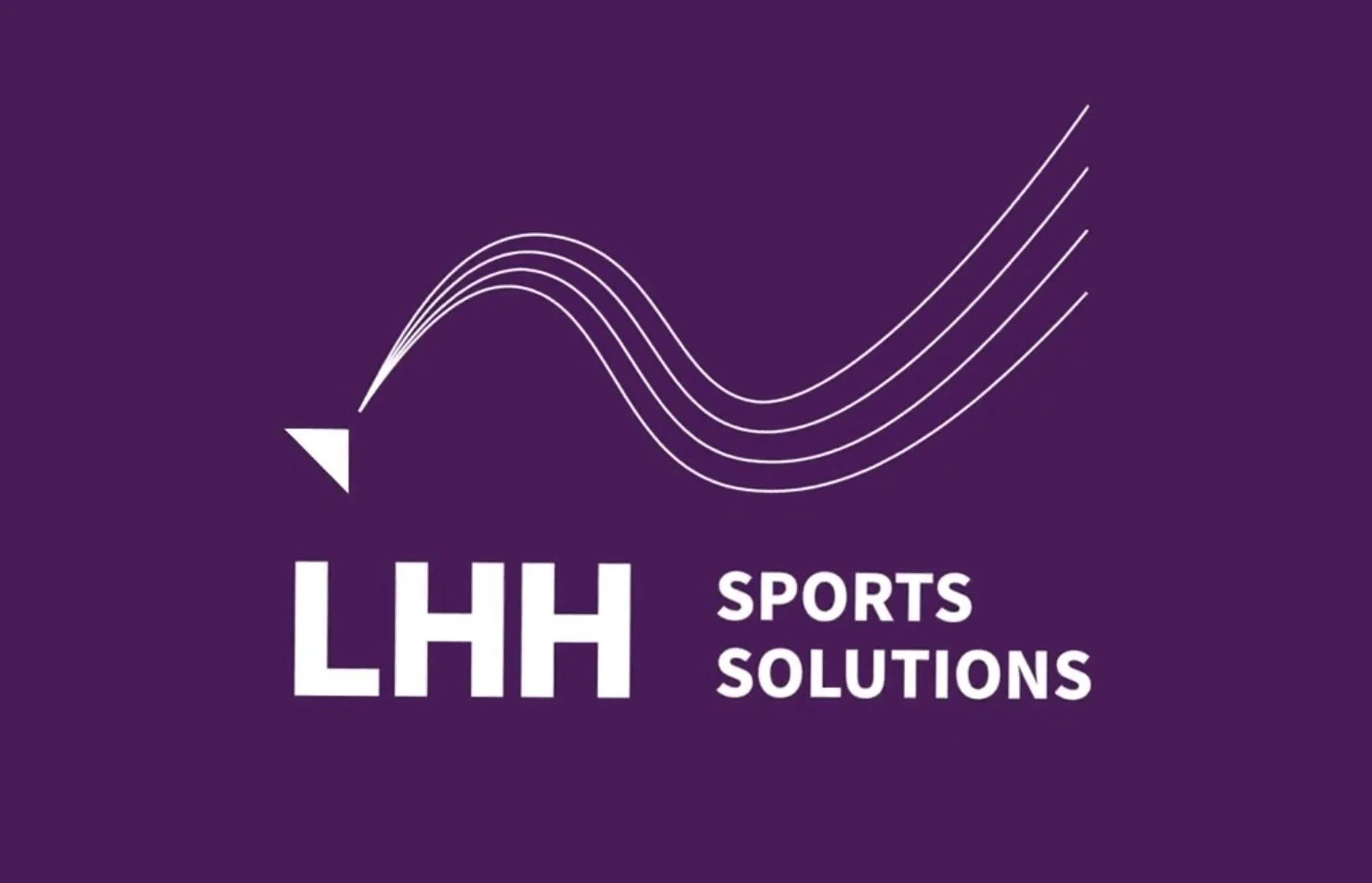 A purple background with a white abstract wave design and the text 'LHH Sports Solutions' in white.