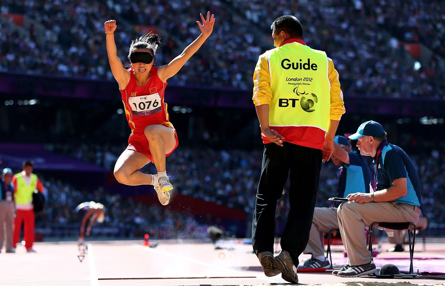 Athlete jumping in competition