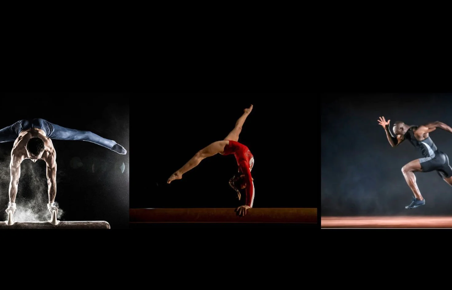 Three athletes in action
