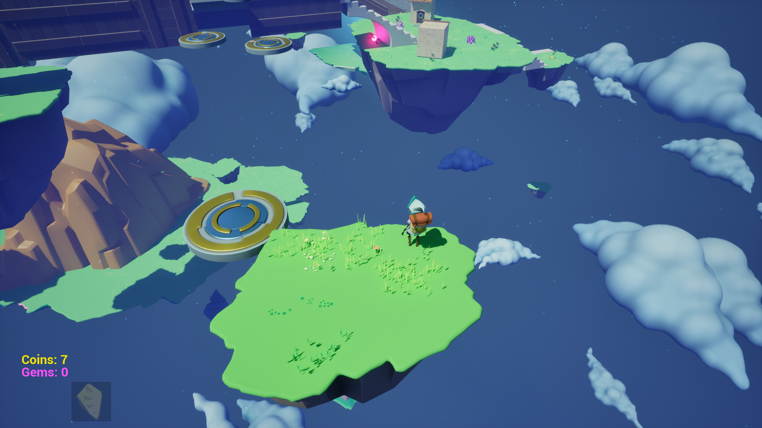 Project 1 - A Platforming Game. I created a custom level design and gameplay mechanics for traversing the level, interact-able props, as well as a custom camera spline that follows the player throughout the level to completion.