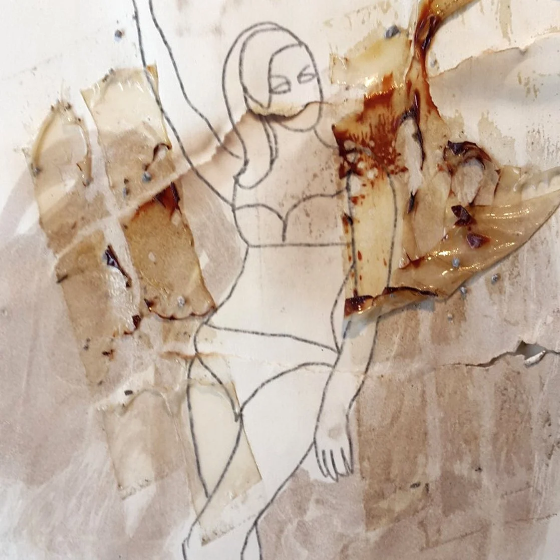 Toni Alfano, Drawing from Sketchbook, 2017 - Pigments on paper and mixed media, detail