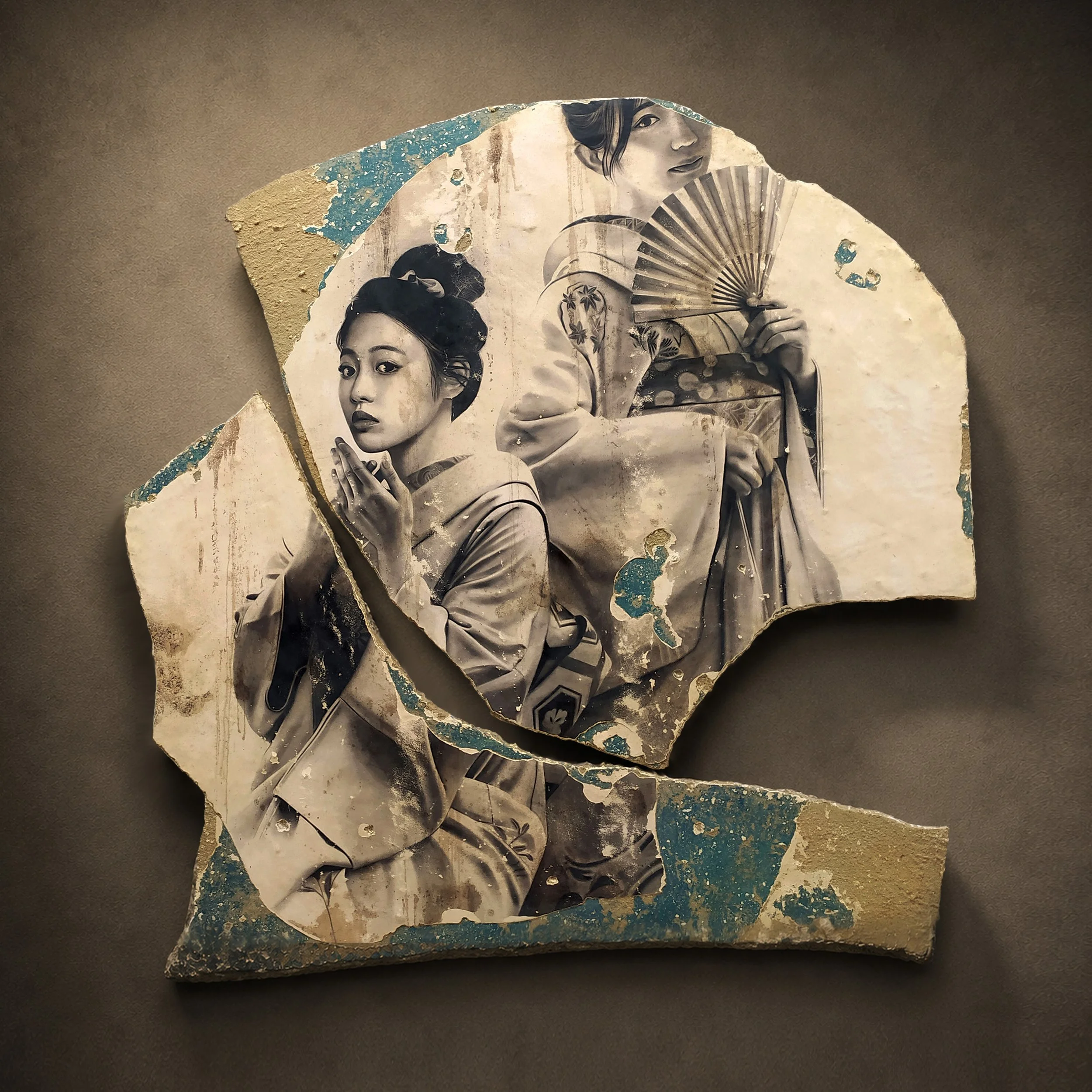 Toni Alfano, Sonatine (14), 2021 - Charcoal/Descialbo/mixed media, 150x150 cm - (private collection - Brussels, BE)