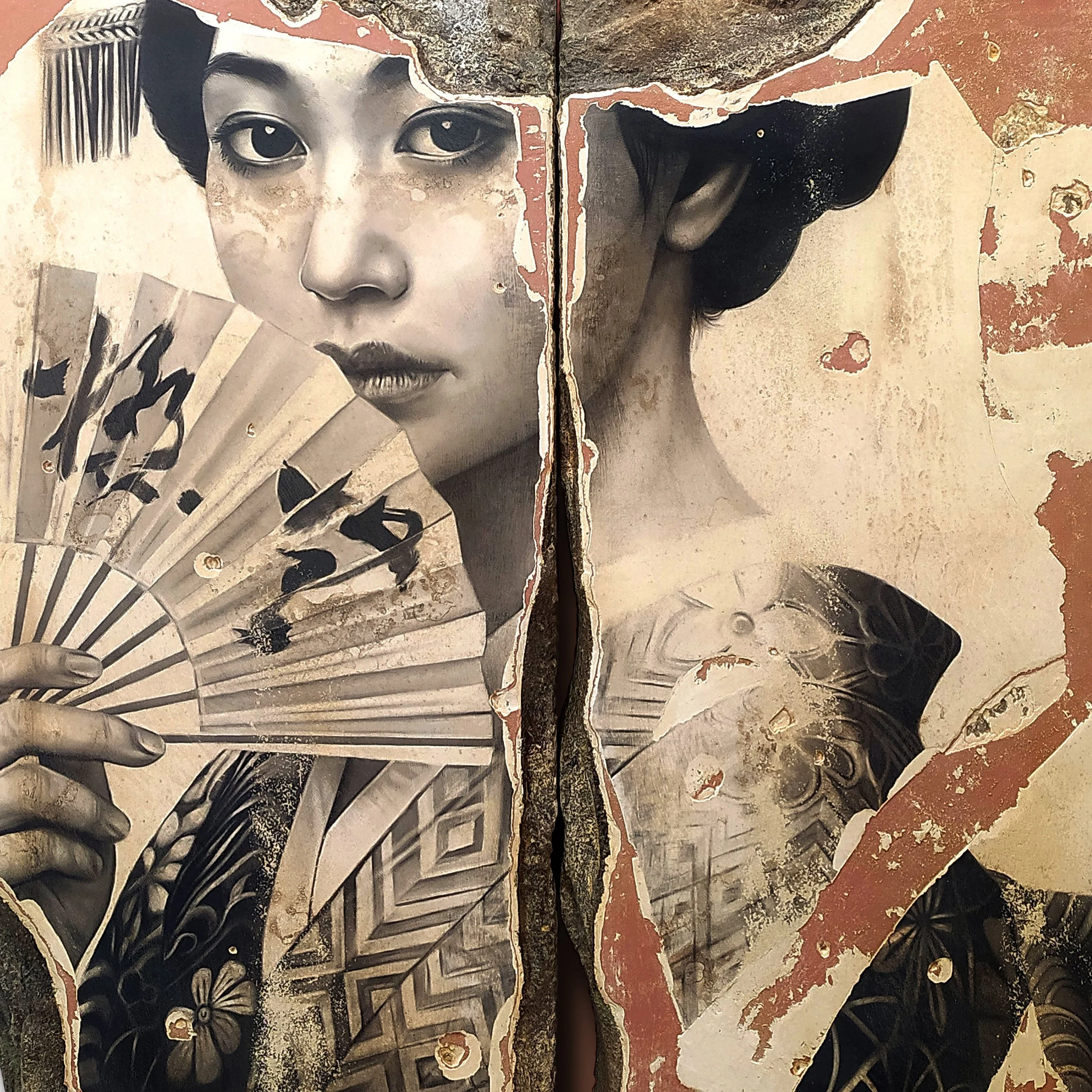 Toni Alfano, Being and Time (25), 2025 - Charcoal/Descialbo/mixed media, detail - (private collection - Amsterdam, NL)