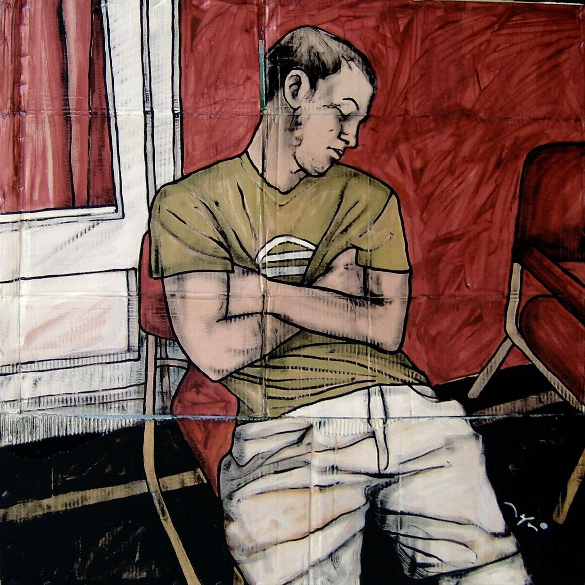 Toni Alfano, Zeppelin, 2006 - Acrylic on cardboard, 100x100 cm