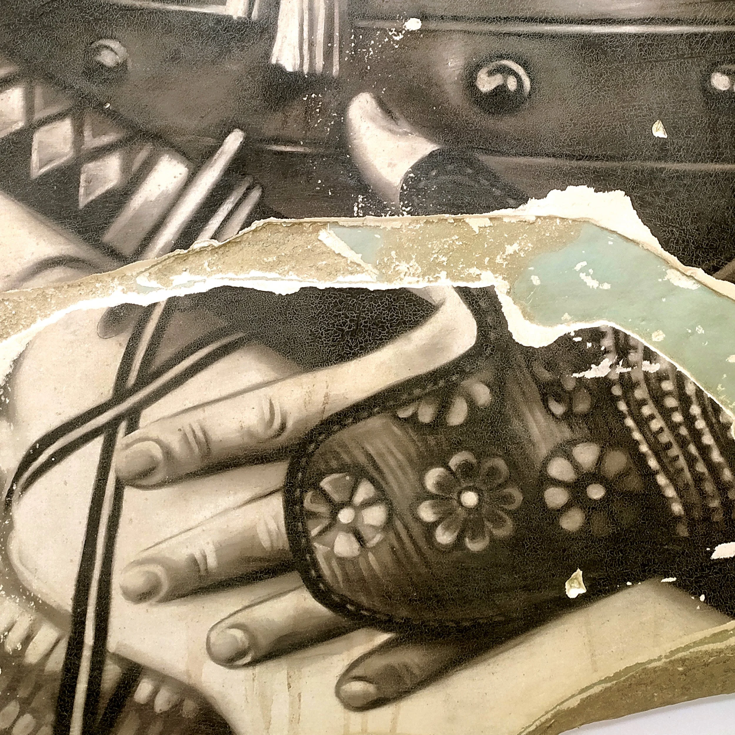Toni Alfano, Across the Universe (01), 2023 - Charcoal/Descialbo/mixed media, detail - (private collection - Brussels, BE)