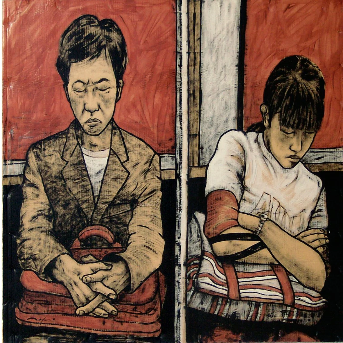 Toni Alfano, Zeppelin, 2003 - Acrylic on cardboard, 100x100 cm