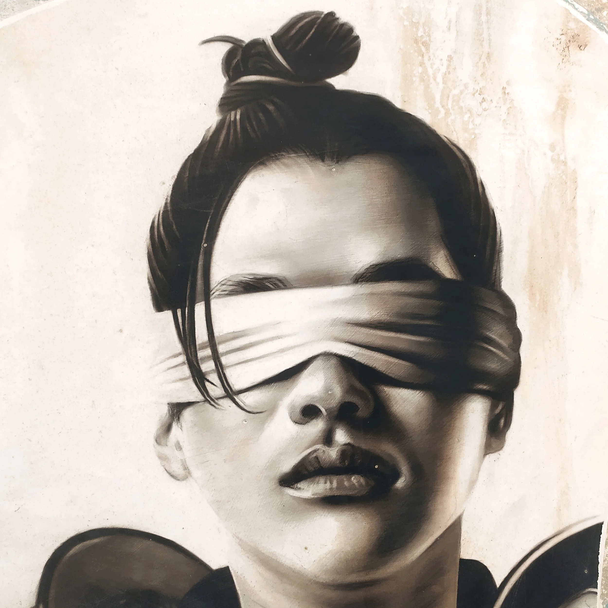 Toni Alfano, Across the Universe (06), 2023 - Charcoal/Descialbo/mixed media, detail