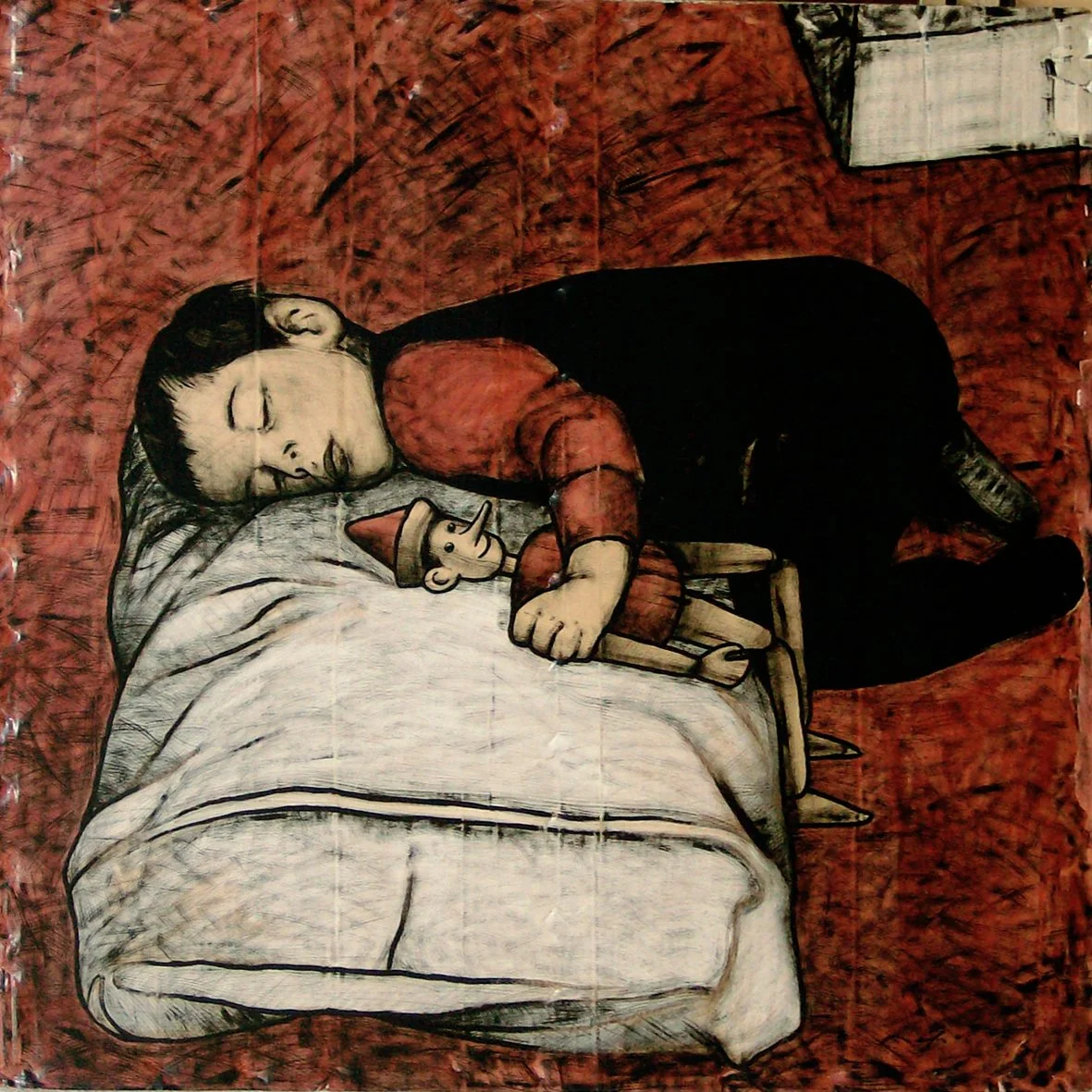Toni Alfano, Zeppelin, 2001 - Acrylic on cardboard, 100x100 cm